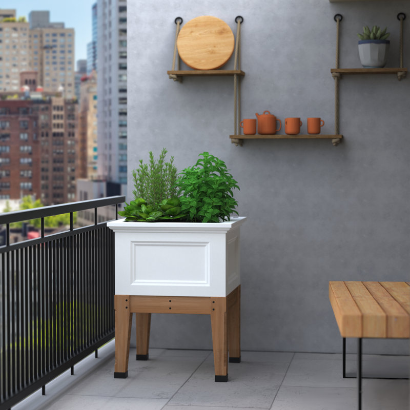 Fairfield 24x24 White Plastic and Wood Elevated Garden Bed