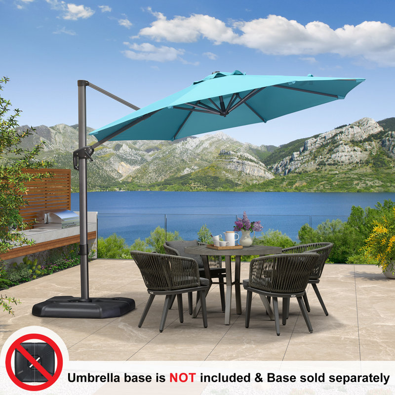 Parasol rond en porte-à-faux 10 pi Shamond, Turquoise