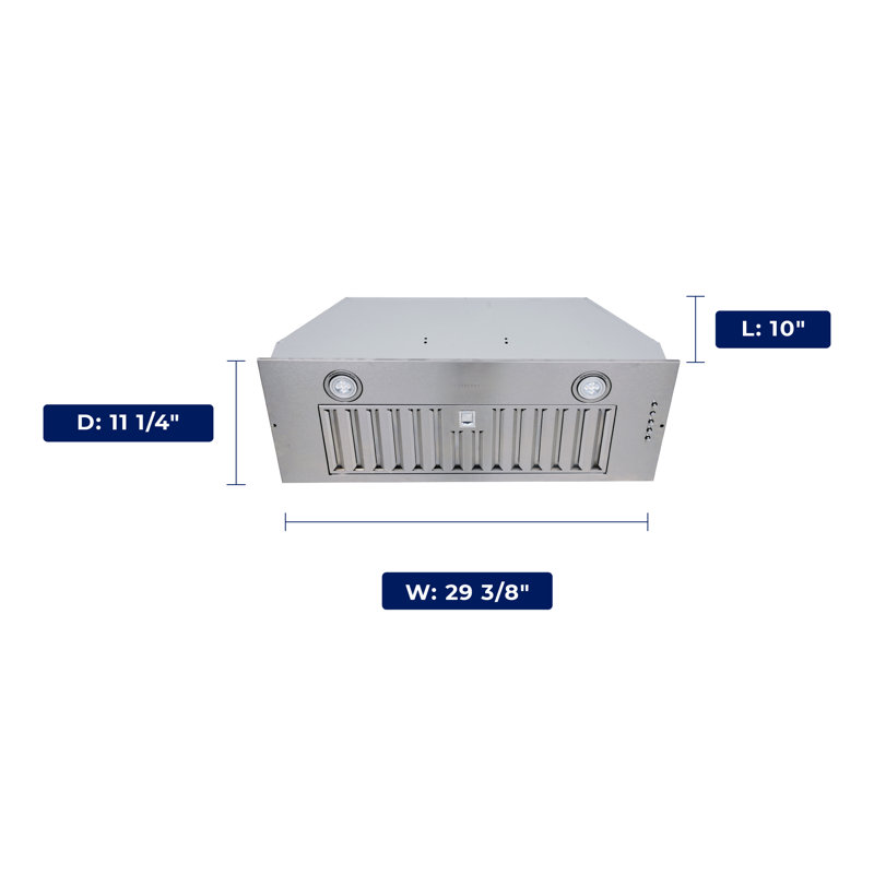 Hauslane 30" Stainless Steel Convertible Insert Range Hood with Charcoal Filter
