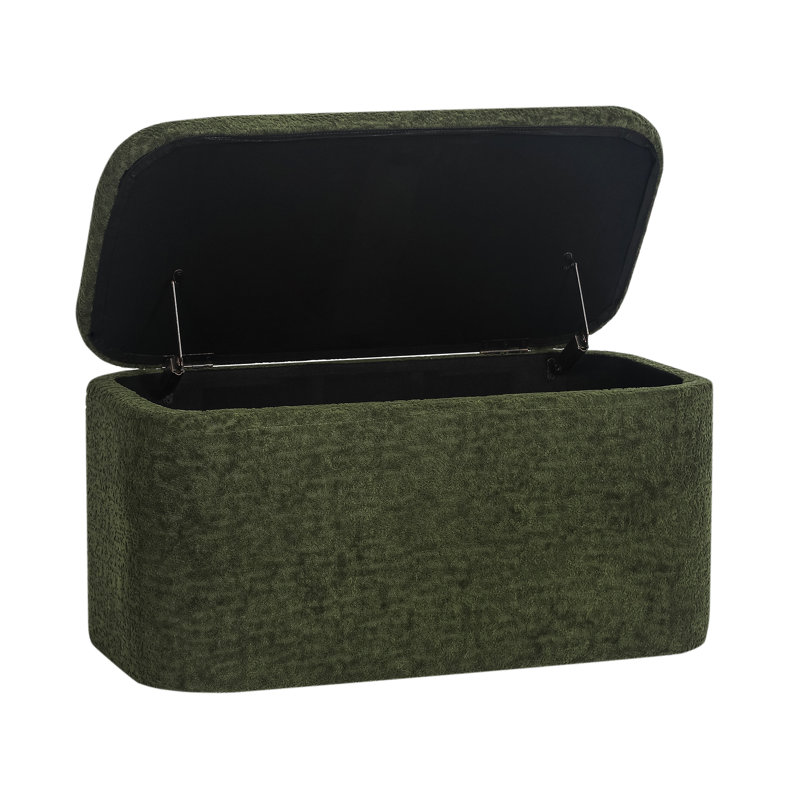 Repose-pieds rectangulaire en velours avec repose-pieds, Vert foncé
