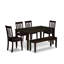 Ensemble de salle à manger 6 pièces comprenant une table de salle à manger rectangulaire et 4 chaises de cuisine en similicuir avec banc, cappuccino-1943080331-1943080329-1943080370