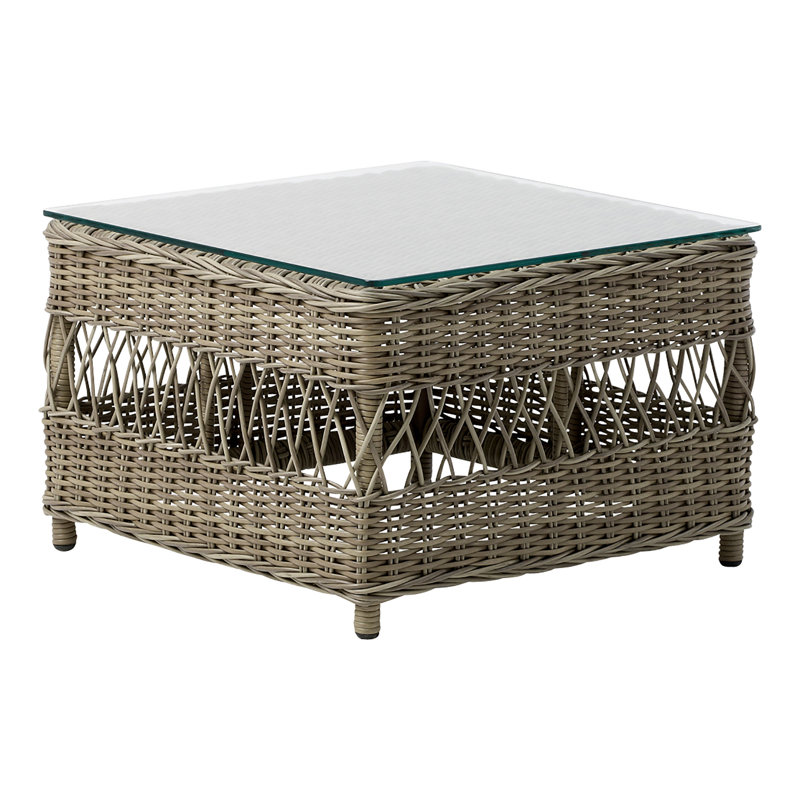 Anna Square Outdoor Coffee Table ,, Antique/Glass Table Top