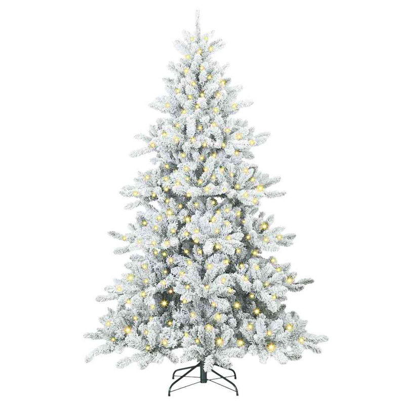 Artificial Hinged Christmas Tree with 300 LEDs PVC, 5.91' H, White