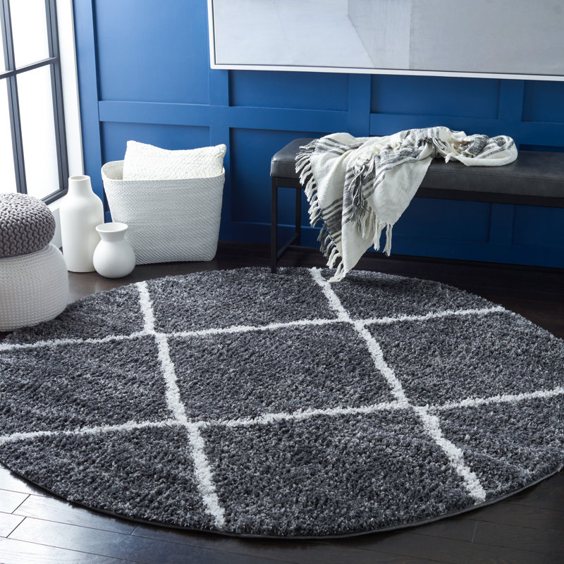 Tapis à poils longs Pouliot, Rond 6 pi 7 po