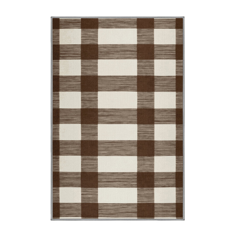Tapis gris à rayures horizontales lavable à la machine, Rectangle de 5 pi x 8 pi
