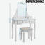 Rhodell Dressing Table with Mirror & Stool White Bedroom Dresser