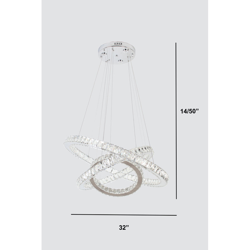 Lustre à niveaux unique à 6 lumières DEL avec accents de cristal