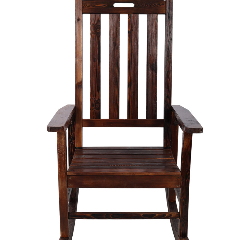 Fauteuil à bascule brun surdimensionné avec dossier haut, bois de sapin, bascule lisse, bascule intérieure / extérieure pour l'intérieur et l'extérieur, siège surdimensionné, large et confortable