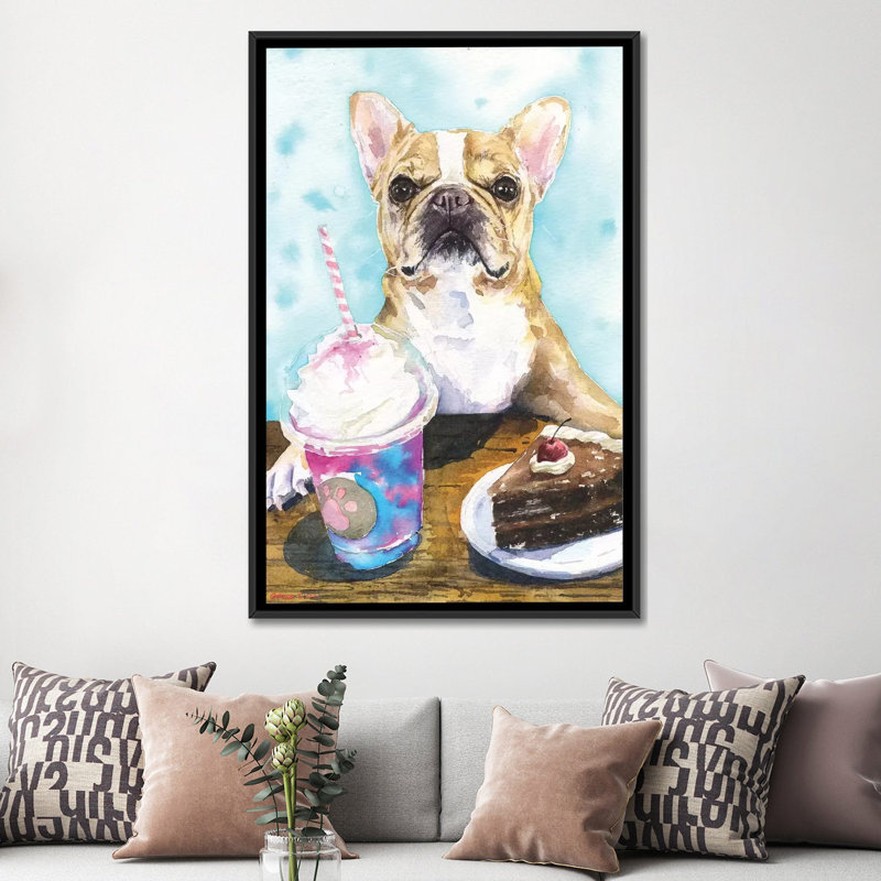 « cafe ii », reproduction sur toile, H 26 po x l 18 po x P 1,5 po, Toile avec cadre noir, Pas de tapis