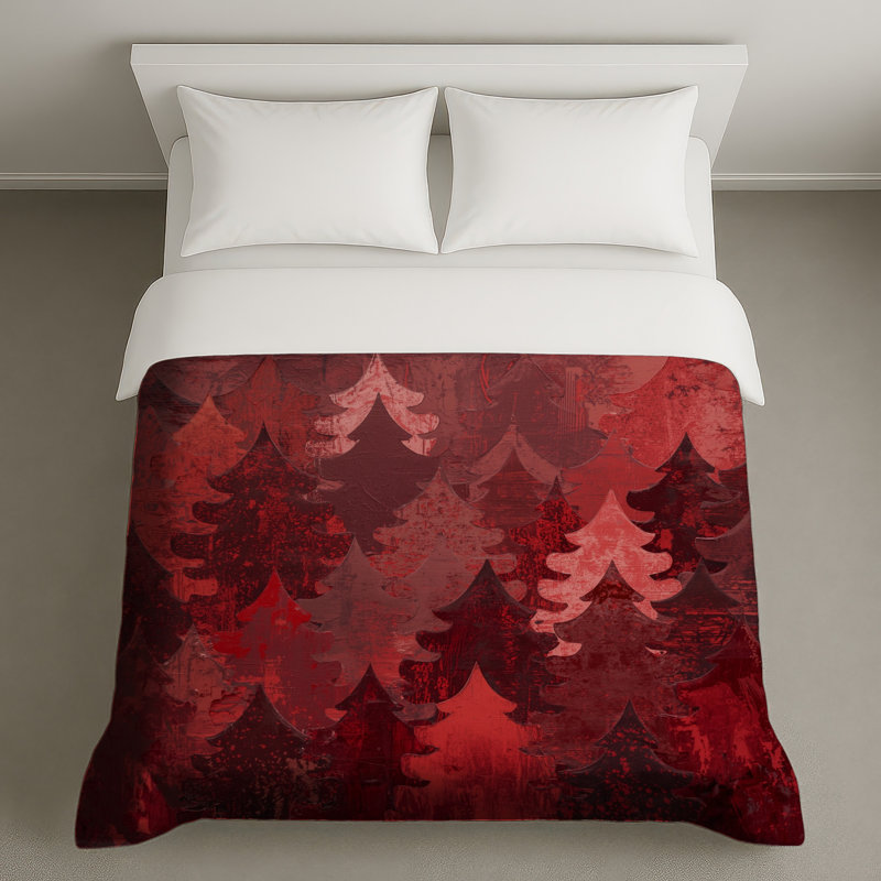 Housses de couette rouges à motif d'arbres de Noël, Grand
