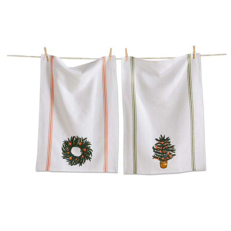  Citrus Tree & Wreath Dishtowel S/2