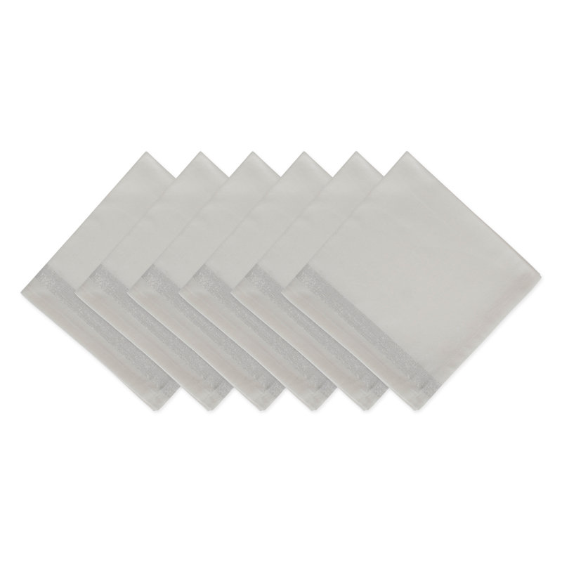 Ensemble de serviettes en coton brodé Pigg, Rayures argent