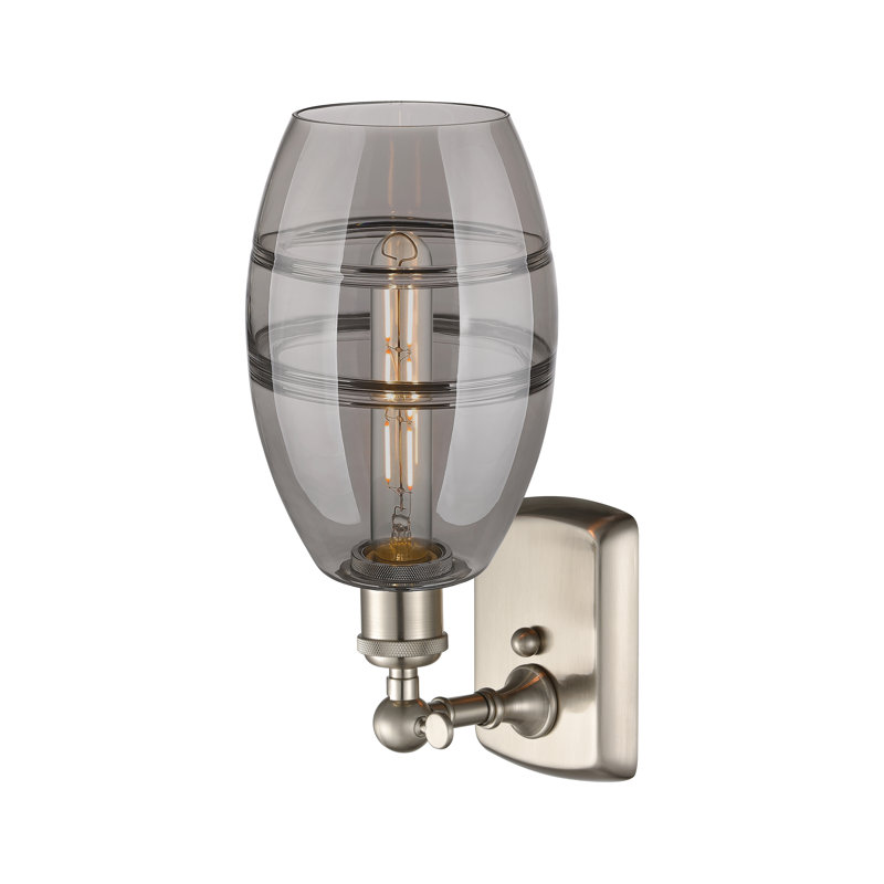 Bettylou Steel Armed Sconce, 9.13" H x 5.88" W x 7.06" D, Light Smoke, Satin Nickel