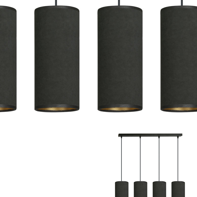 Ealidh 4 - Light Steel Kitchen Island Pendant, Black