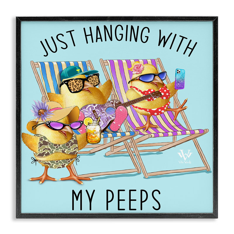 «Hanging With My Peeps», estampe numérique, conception de Jim Baldwin, Giclée encadrée noir minuit, H 12 po x l 12 po