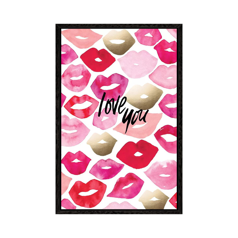 Valentine Lips by Sara Berrenson - Print on Canvas, 101.6 cm H x 66.04 cm W, Black Framed