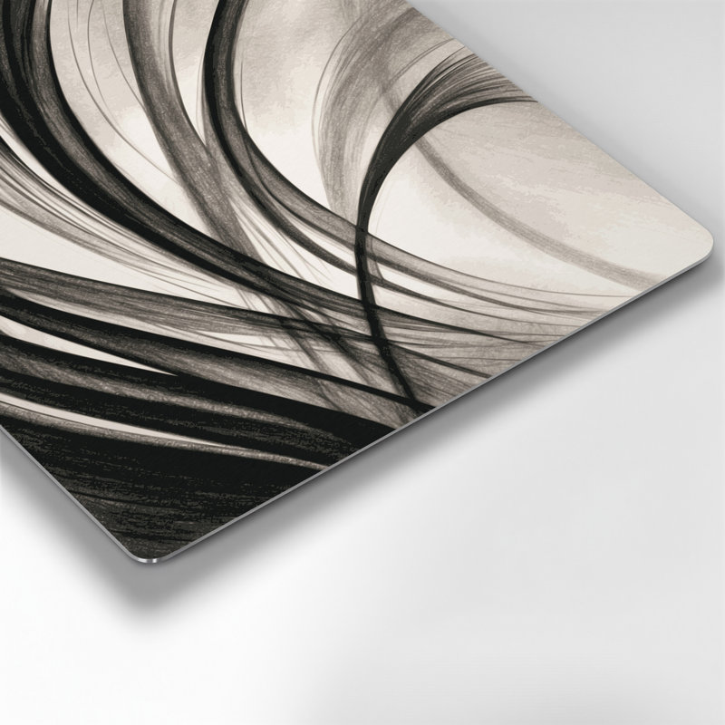 Art mural horizontal gris rayé gris anthracite, H 11 po x l 14 po