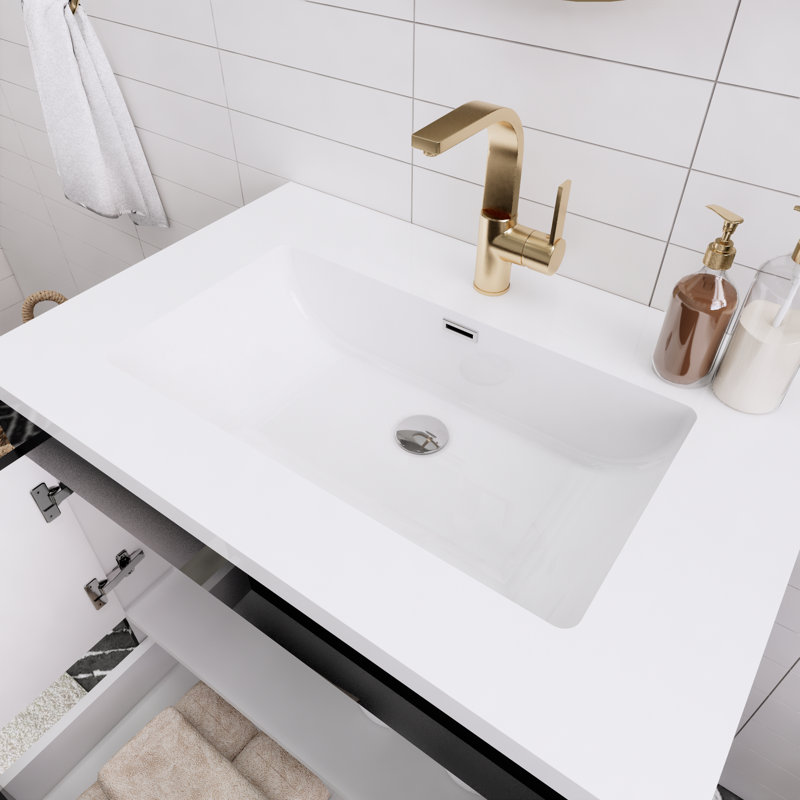 Spring Single Bathroom Vanity, Gloss Black, 24"