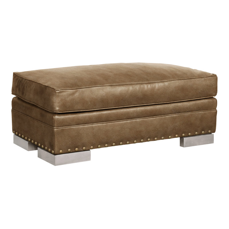 Riverside Upholstered Ottoman, Dove Gray, Distinct Shroom Genuine Leather, No