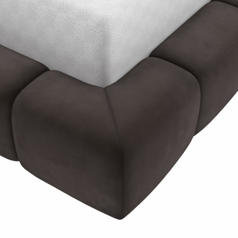Olena Upholstered Scalloped Bed, Queen, Brown