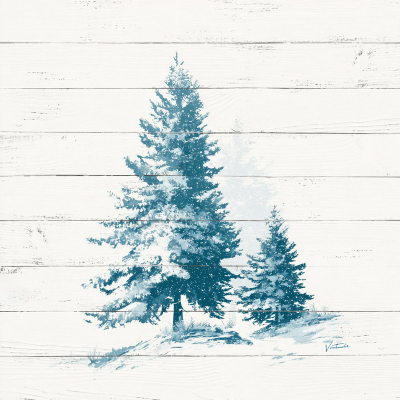 «Tranquil Pines on White», art mural sur toile tendue, H 12 po x l 12 po