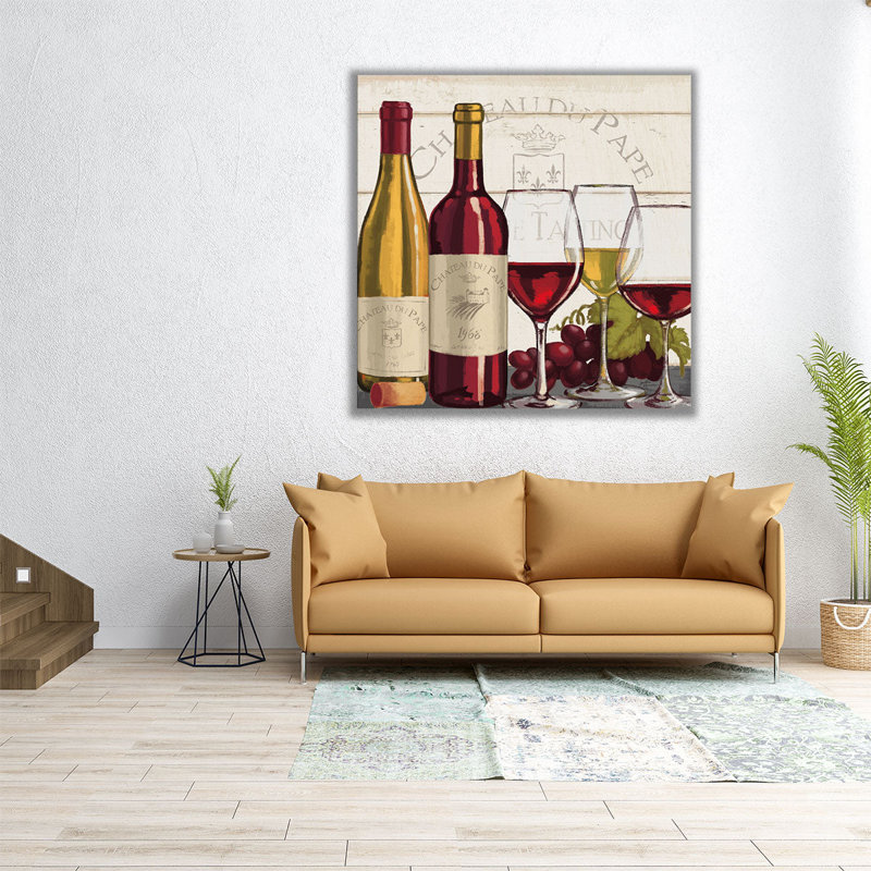 Dégustation de vin II - reproduction d'art sur toile, H 12 po x l 12 po