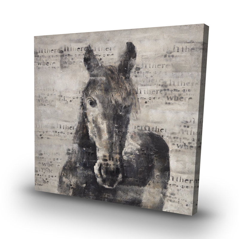 Abstract horse with typography - 32"x32" art on canvas