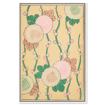 Impression sur toile encadrée « Pivoine en fleurs » par Art Remedy, cadre blanc, 36 x 54