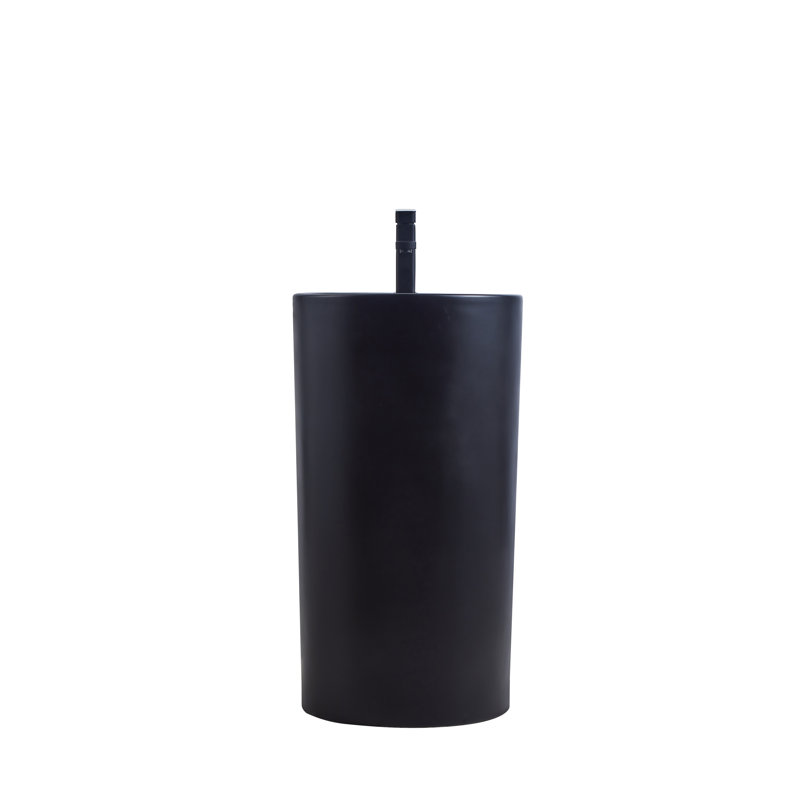 Lavabo de salle de bain piédestal circulaire en céramique avec trop-plein 27 po Costa, Noir