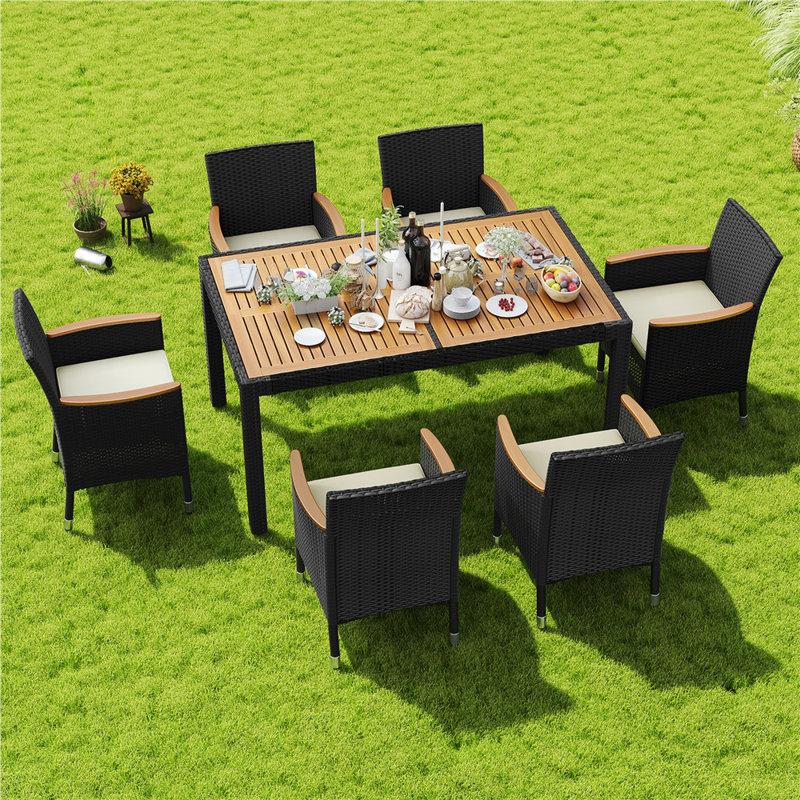 6-Person Steel Patio Dining Set