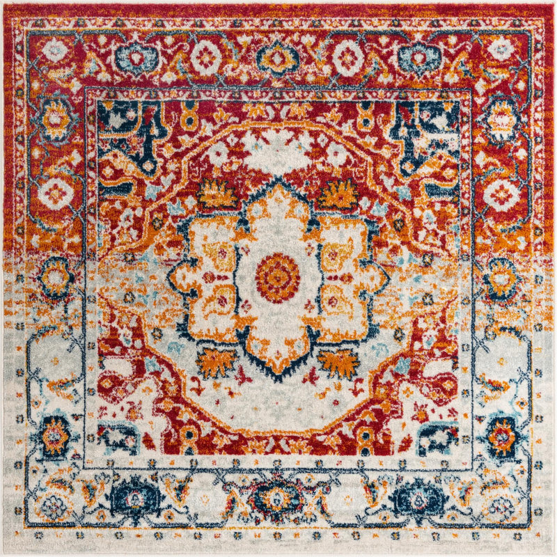 Ikat Indoor Rug, Square 5'3"