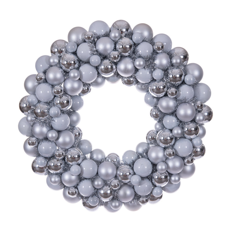 Couronne de perles brillantes argentées mates de 71 cm (28 po) avec protection UV, Silver