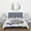 Iris mauve avec oiseaux - ensemble de housse de couette traditionnel - microfibre de polyester-66388540