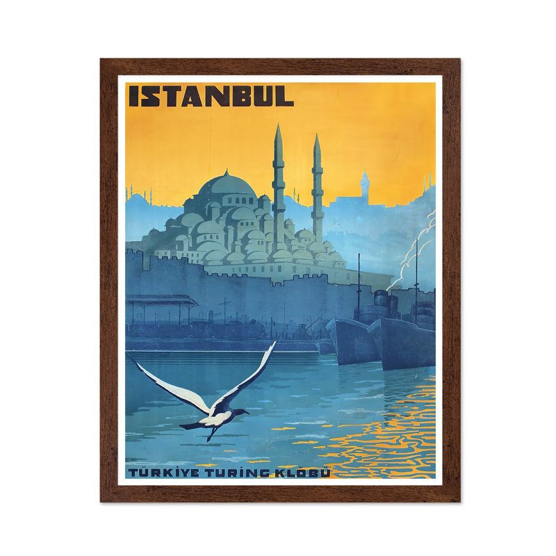 Istanbul, Poster, 12"H x 16"W, Brown Framed