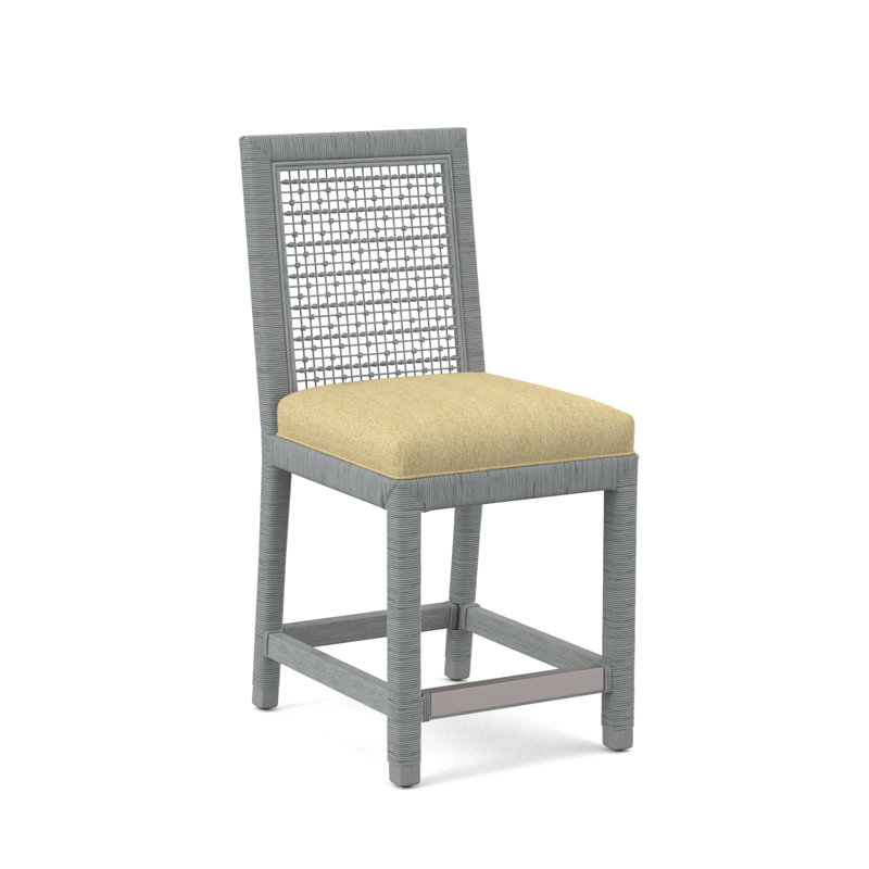 Pine Isle 24" Counter Stool, Sunbrella Beige Pinstripe; 6205-74, Nickel