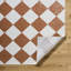 Machine Washable Modern Boho Diamond Rust Area Rug-2067408016