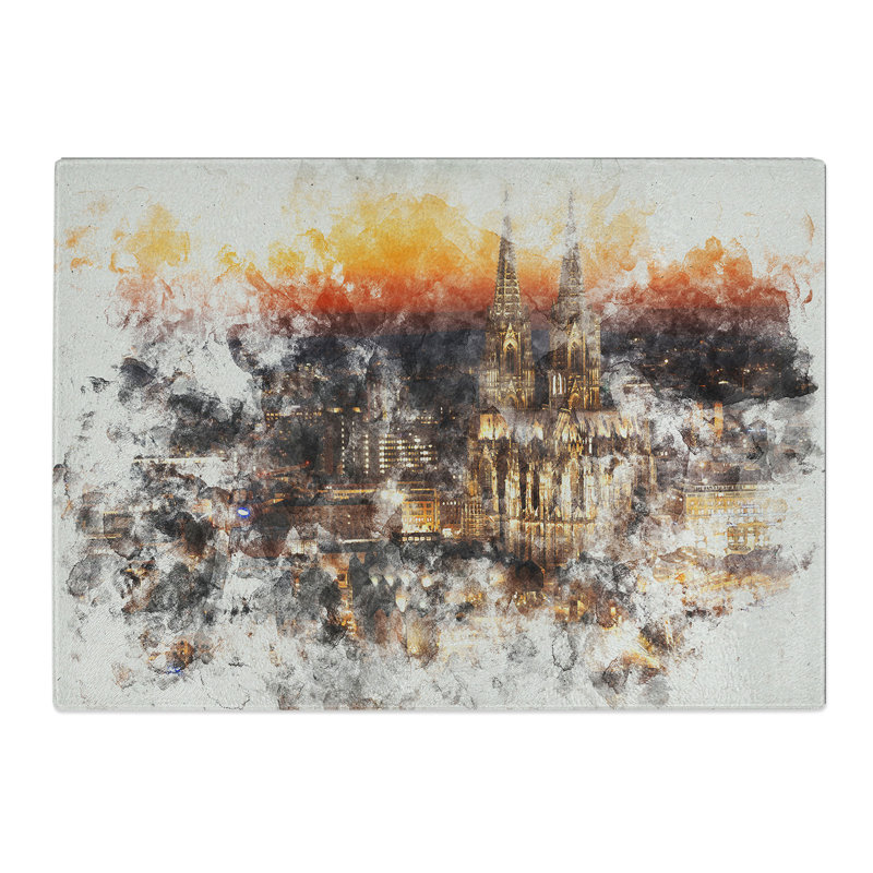 The Cologne Cathedral Vol.1 Watercolour Chopping Board, 28.5cm W x 39cm L
