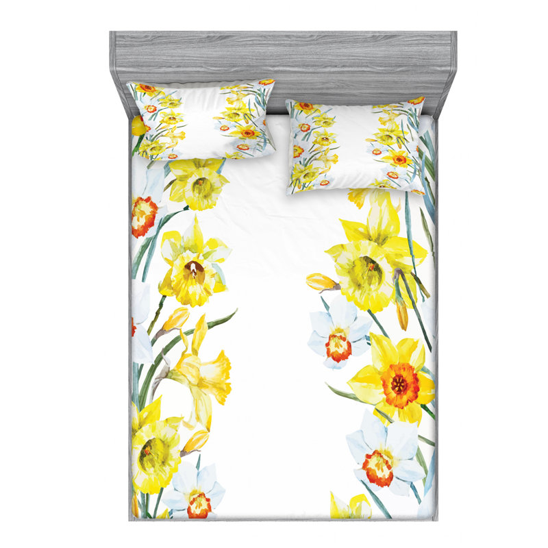 Daffodil Microfiber Sheet Set, Queen Sheet Set with Fitted Sheet