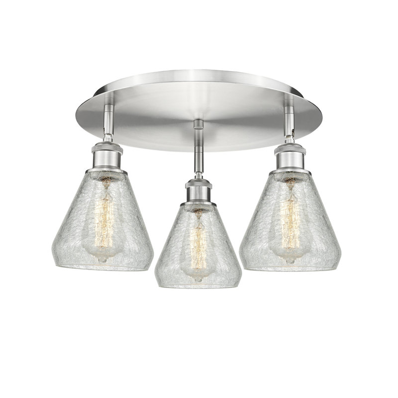 Beaonca Glass Flush Mount, Satin Nickel