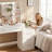 Makeup Vanity Desk with Nightstand, Lighted Mirror, Charging Station & 5 Drawers, Dimmable Dressing Table-110029020