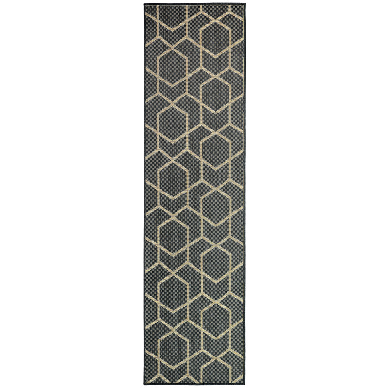 Reidy Modern Indoor/Outdoor Rug, Runner 2'2" x 8', Charcoal