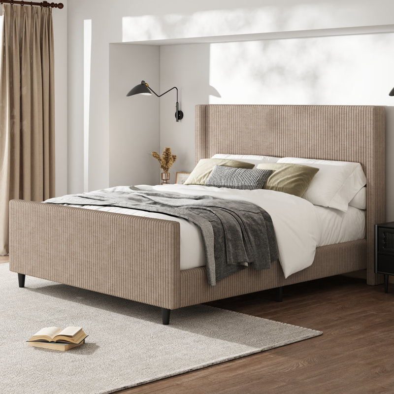 Lit tapissier Layne, Taupe, Grand lit