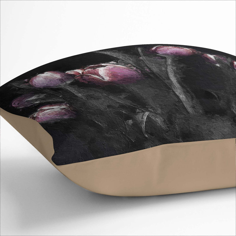 Floral Square Throw Cushion, 40cm H x 40cm W x 15cm D, Stone