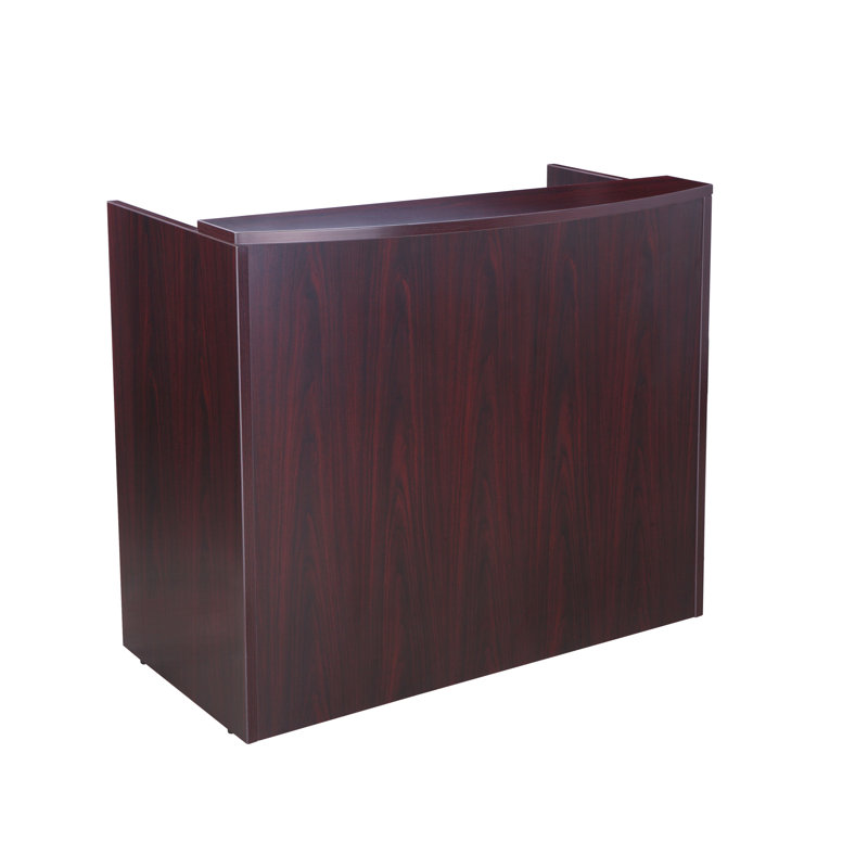 Sahrye Rectangle Synthetic Laminate Reception Desk, Mahogany