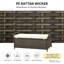 27 Gallon Patio Wicker Storage Bench, PE Rattan Outdoor Storage Box with Cushion and Handles, Brown+White