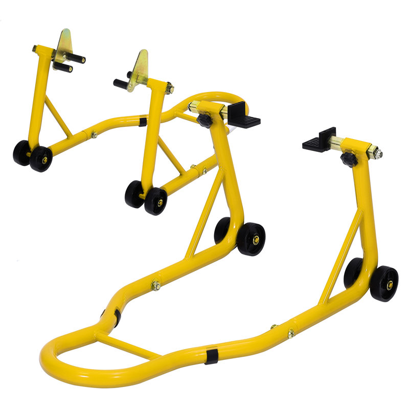 Béquille de moto – Capacité de 408 kg, béquille combinée avant et arrière robuste avec supports réglables, construction en acier durable pour l'entretien et le rangement