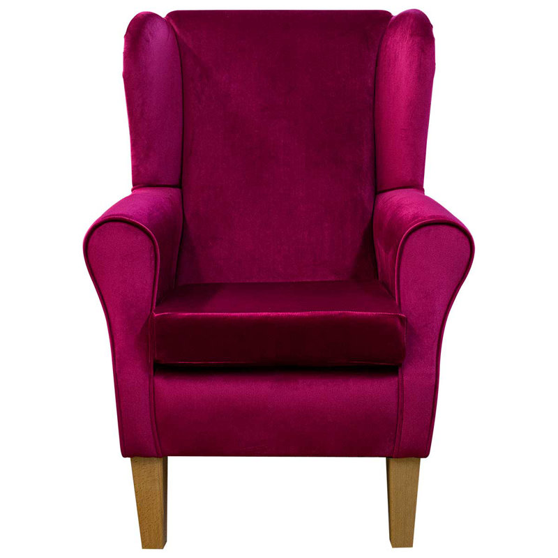 Pink Velvet Wingback Armchair