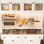 Garde-manger 71 po avec station de charge, lumière DEL et tablette à micro-ondes, armoire de rangement en bois-413033986