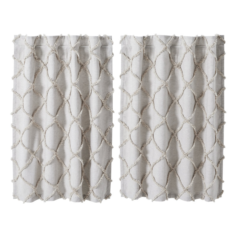 Aysha Cotton Geometric Tailored Cafe Curtain, 72" W x 36" L