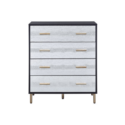 Commode noire, argentée et dorée